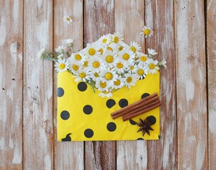 chamomile flowers in an envelope