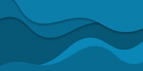  Dark blue paper waves abstract banner design. Elegant wavy background
