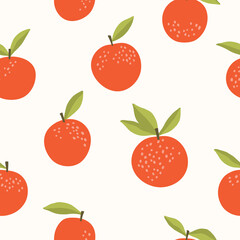 Fototapeta na wymiar Red apple vector seamless pattern. Fruit flat repeat background