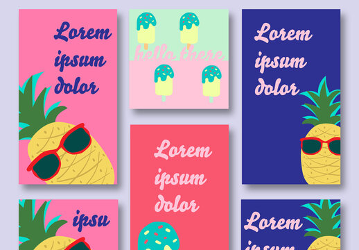 Pineapple Social Media Post Pattern Backgrounds