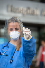 A nurse working hard at the hospital