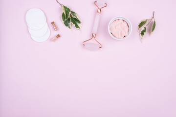 Rose quartz massage facial roller