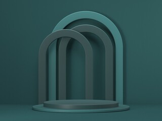 Mock up podium for product presentation with three overlapping arcs 3D