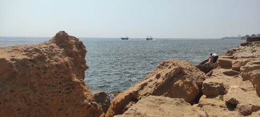 KARACHI, PAKISTAN - FEBRUARY 17, 2021: IMAGE TAKEN OF THE BEAUTIFUL SEA DURING DAY TIME IN KARACHI...