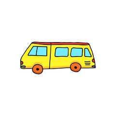 Colorful doodle van illustration in vector. Colorful van icon in vector. Summer van vector illustration