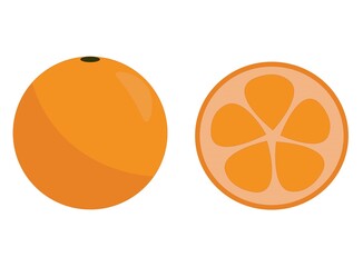 Orange set vector icon isolated juice cartoon healthy food vitamin