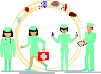 Production of medicine and vitamin with pharmaceutical industry symbols flat isolated vector illustration