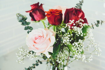 white and red roses 