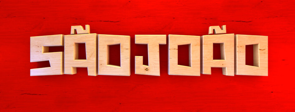 Tradicional festa brasileira, Logo Festa junina ou S&atilde;o Jo&atilde;o. Tipografia promocional