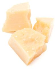 shredded parmesan cheese isolated on white background cutout