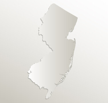New Jersey map card paper 3D natural blank