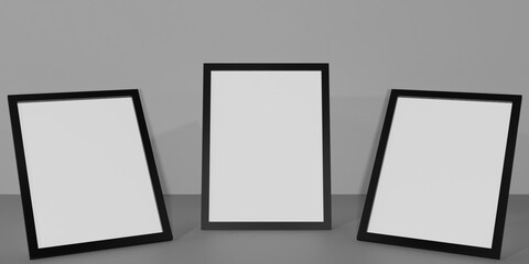 3D Rendering Three Blank Figures Background For Mock Up