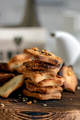 Homemade shortbread biscuits asterisks, authentic pastries