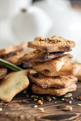 Homemade shortbread biscuits asterisks, authentic pastries