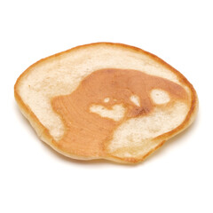 One pancake isolated on white background cutout.