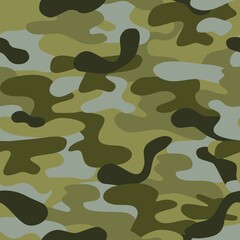 Khaki seamless pattern. Camouflage texture, military army green hunting