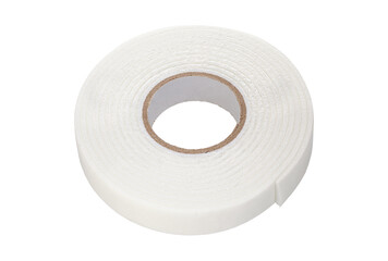 Double sided adhesive foam tape isolated on white background. Close-up. Full depth of field.