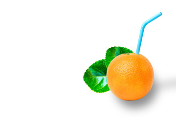 orange with straw, fruit summer juicy 