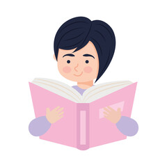 Fototapeta na wymiar icon of woman reading a book, colorful design