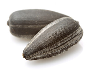 Sunflower seeds on white background