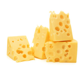 Cheese block isolated on white background cutout
