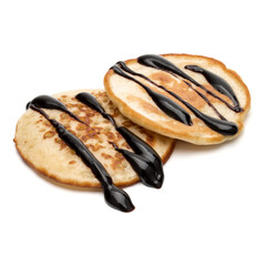 Two pancakes isolated on white background cutout.