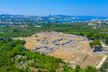 Aerial view of Roman ruins of ancient Salona near Split, Croatia
