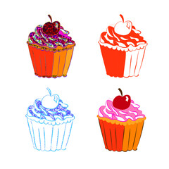 Cake in four versions vector