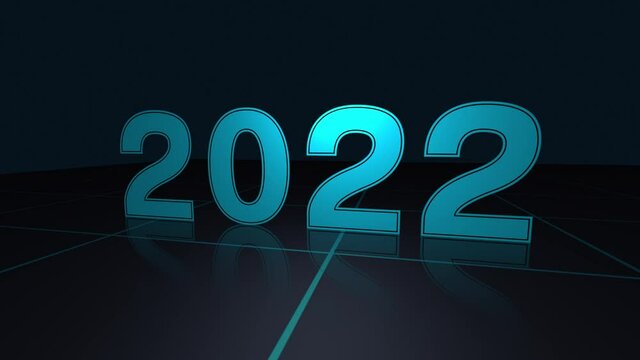 3d animation of numbers change of year from 2021 to 2022