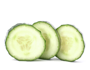 Cucumber slices  isolated on white background cutout