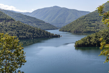 Fototapeta na wymiar Ladscape of Vacha Reservoir at Rhodope Mountains, Bulgaria