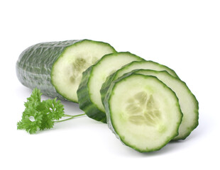 Cucumber slices  isolated on white background cutout