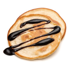 Two pancakes isolated on white background cutout.