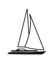Yacht. Vector illustration. Black icon