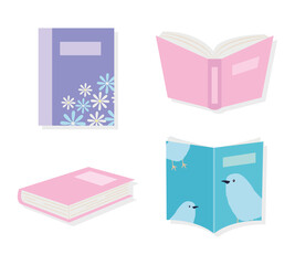 icon set of books, colorful design