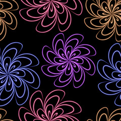 Seamless pattern with abstract flowers abstraction illustration.