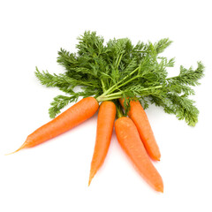 Carrot vegetable with leaves isolated on white background cutout