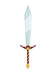 Medieval kingdom character of middle ages historical period vector Illustration. Ordinary sword flat vector illustration