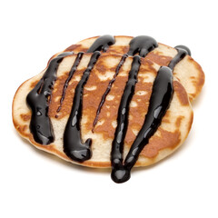 Two pancakes isolated on white background cutout.