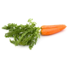 Carrot vegetable with leaves isolated on white background cutout