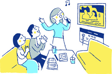 カラオケを楽しむ男女