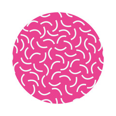 pink circle with memphis style design