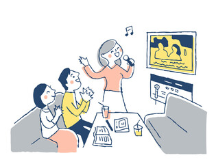 カラオケを楽しむ男女