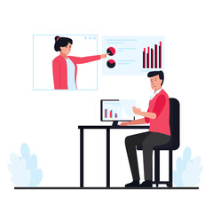Flat remote meeting illustration.