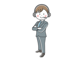 日本人男性オペレーターのイラスト