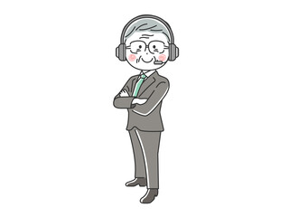 年配の日本人男性オペレーターのイラスト