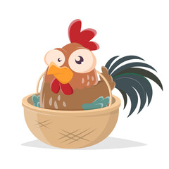 hahn im korb cartoon illustration © shockfactor