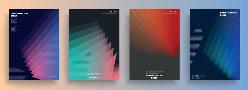 Abstract geometric pattern background for brochure cover design. Blue, yellow, red, orange, pink and green vector banner template