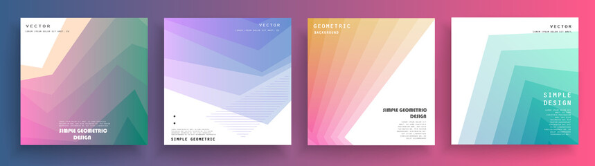 Fototapeta premium Abstract geometric pattern background for brochure cover design. Blue, yellow, red, orange, pink and green vector banner template