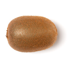 Whole kiwi fruit isolated on white background closeup. Kiwifruit flatlay. Flat lay, top view.